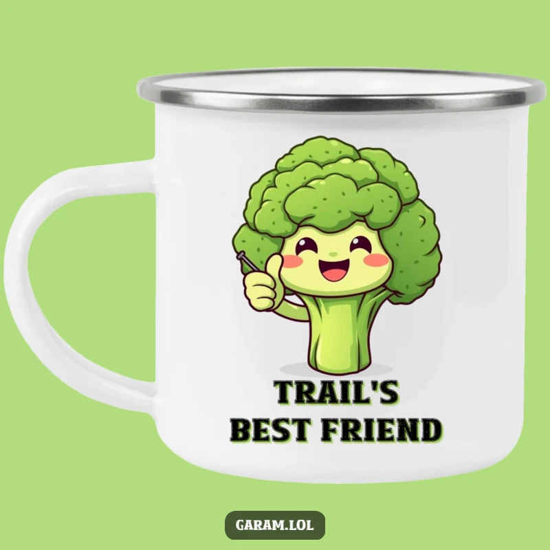 Funny Broccoli Thumbs Up Camping Mug: Healthy Humor for Outdoor Adventures