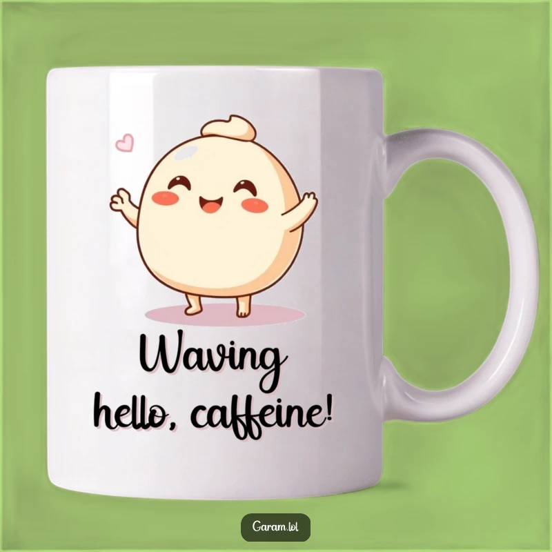 Funny Steamed Bun Mug: Friendly Waving Treat, Perfect Happy Gift