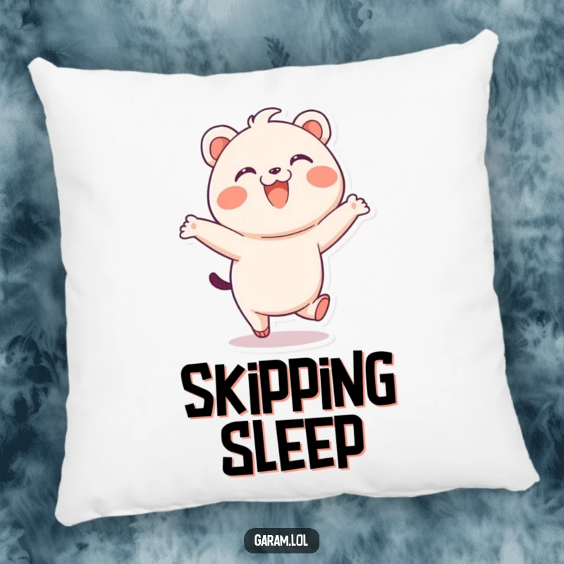 Funny bao pillow featuring a cute, delighted bao skipping playfully with a wide smile, perfect for comfort and decor.