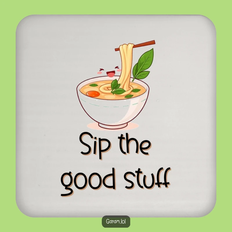 Funny Pho Noodle Slurping Coaster: Protect Surfaces with Soup Fun