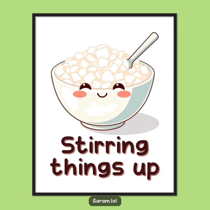 Funny Rice Bowl Poster: Bring Joy to Your Walls with this Hilarious Food Art