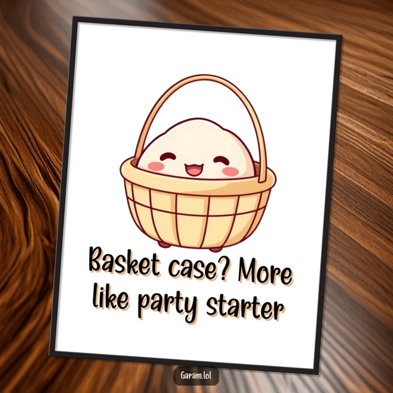 Funny Free Printable Wall Art: A giggling dim sum basket playfully peeking out, bringing a smile to any room.