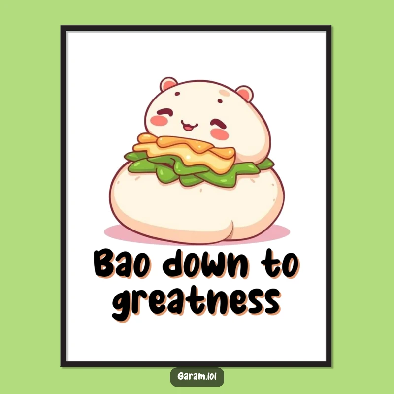 Funny Free Printable Bao Bun Wall Art: Humorous Rolling Food Downloadable Decor
