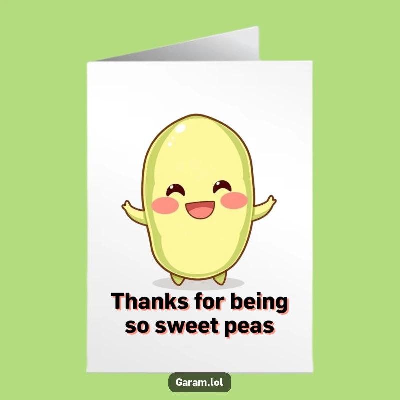 Free Printable Edamame Thank You Card: Bouncy Humor Downloadable Gift