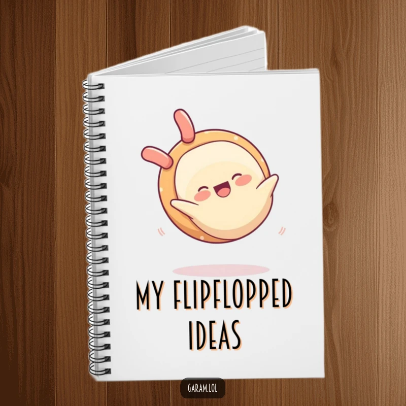 Funny notebook cover featuring a happy spring roll performing a somersault, encouraging note-taking and creativity.