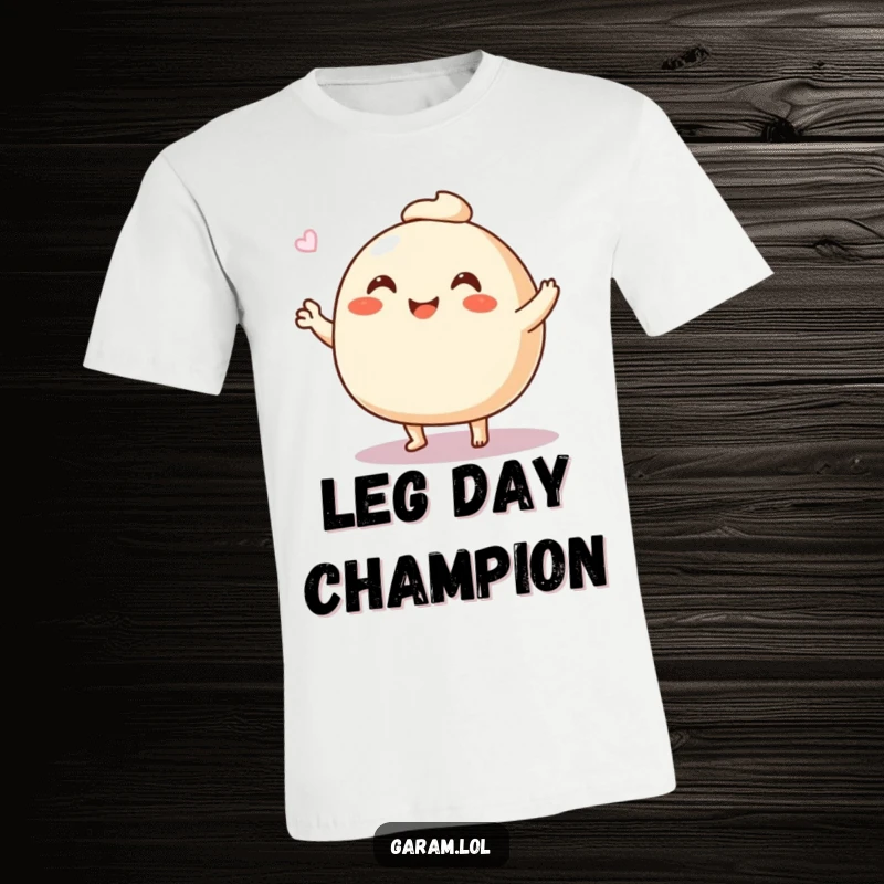 Funny steamed bun t-shirt with a cheerful bun waving happily using its little legs, an embrace of pure joy.