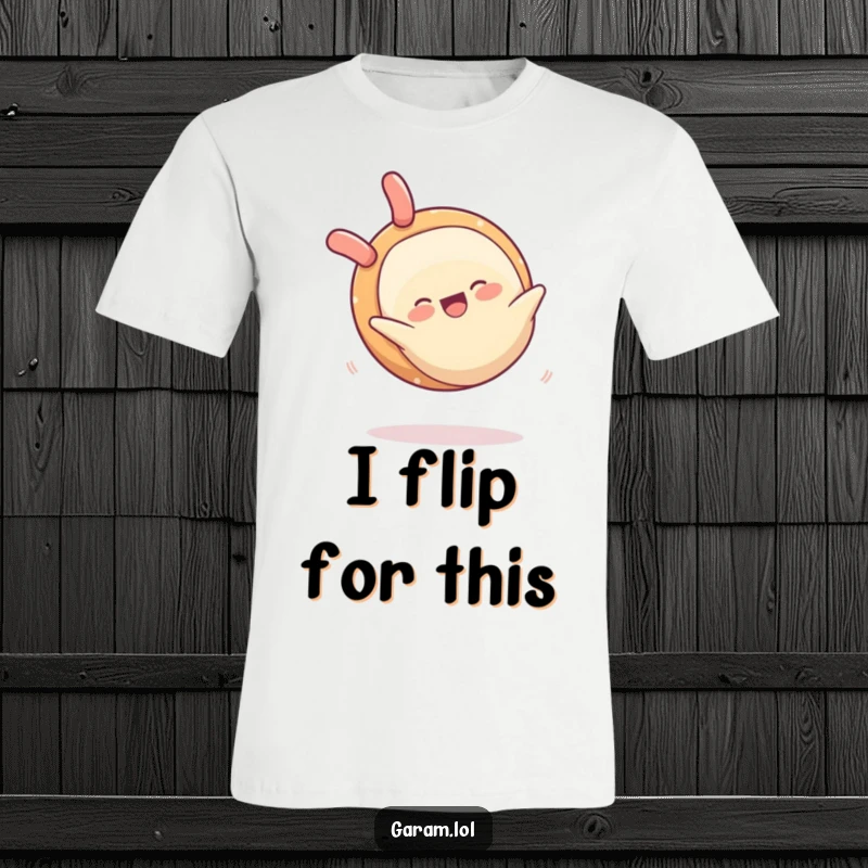 Funny t-shirt graphic of a cheerful spring roll mid-somersault, conveying a sense of playful movement and joy.